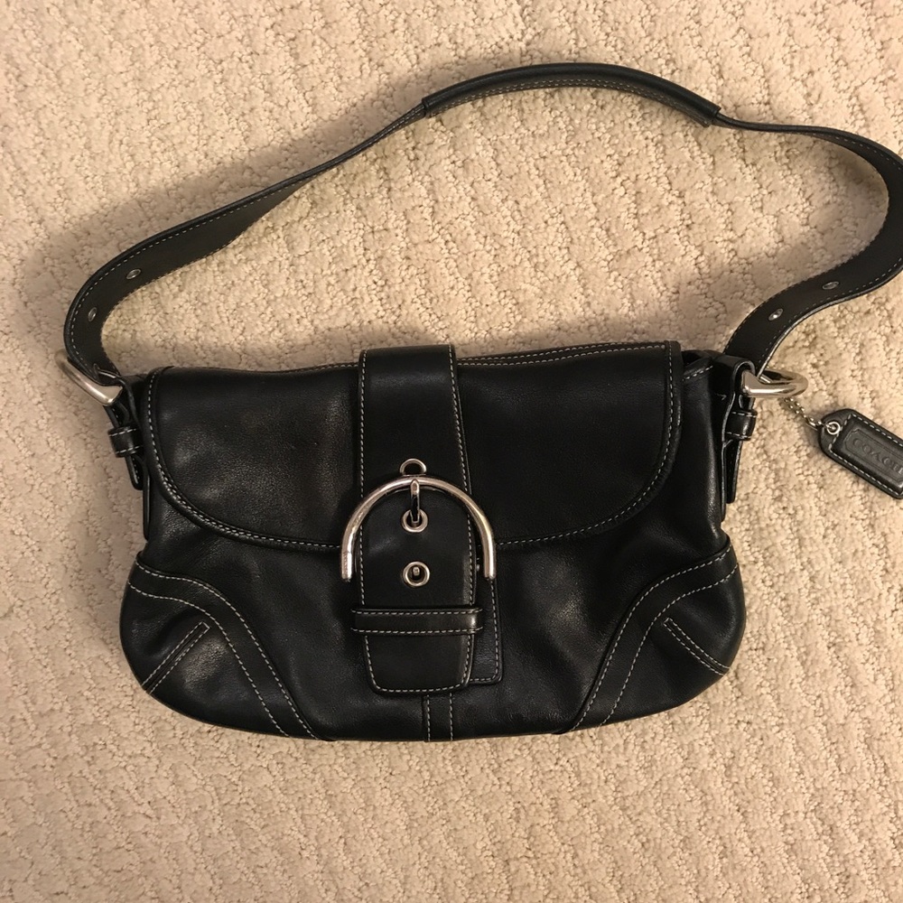 Coach black leather small shoulder soho purse